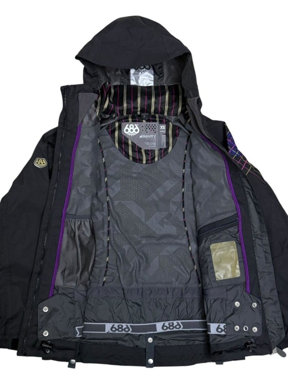 686 SMARTY JACKET Waterproof Snowboard Ski Black Parka Coat Women XS Retail $300 - Picture 3 of 7
